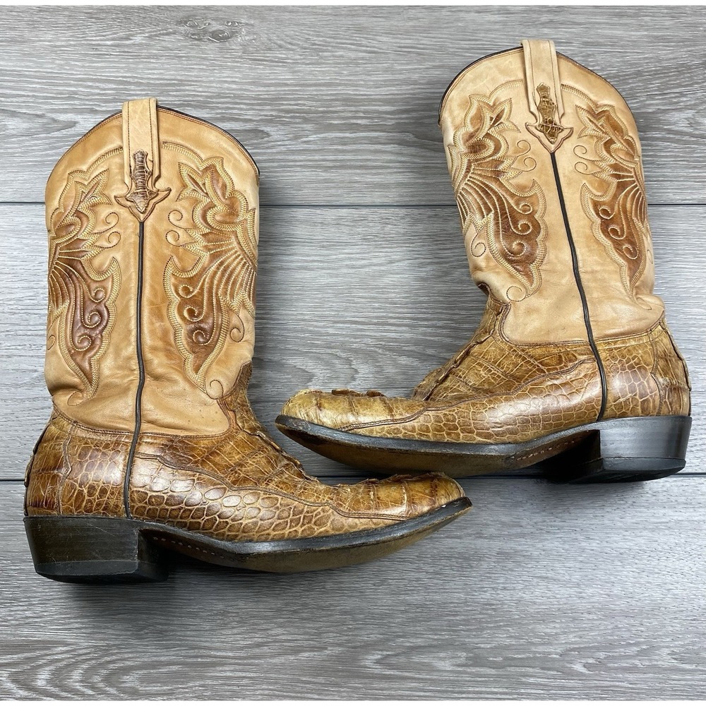 Mezcalero Men's Leather Reptile Design Western Boots Brown‎ Size 8 EE